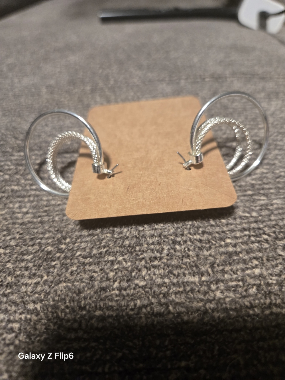 Fashion Jewelry Silver Double Hoop Sparkle Earrings